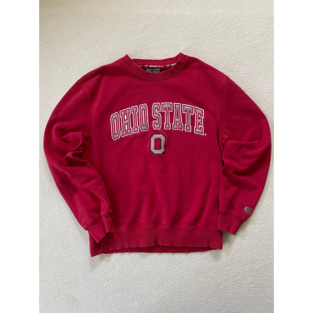 Colosseum Mens Medium Sweatshirt Red Ohio State Buckeyes Embroidered Crewneck
